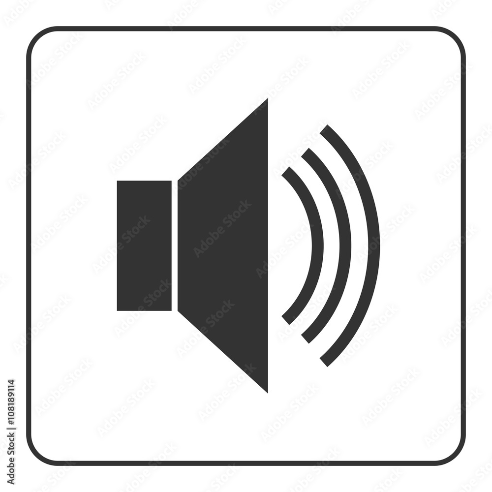 Speaker icon with waves. Black loudspeaker public sign isolated on white background. Symbol communication, volume, megaphone and stereo, noise, loud. Graphic pictogram. Flat design Vector illustration Speaker icon with waves. Black loudspeaker public sign isolated on white background. Symbol communication, volume, megaphone and stereo, noise, loud. Graphic pictogram. Flat design Vector illustration
