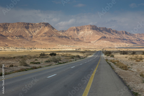 Picturesque landscape scene above road
