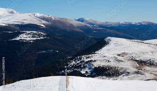 Picturesque mountains of Pyrenees in winter