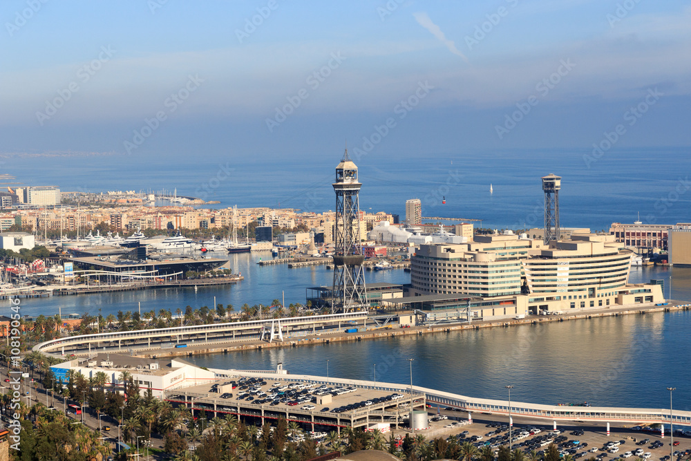Port Vell Aerial Tramway in Barcelona, Spain