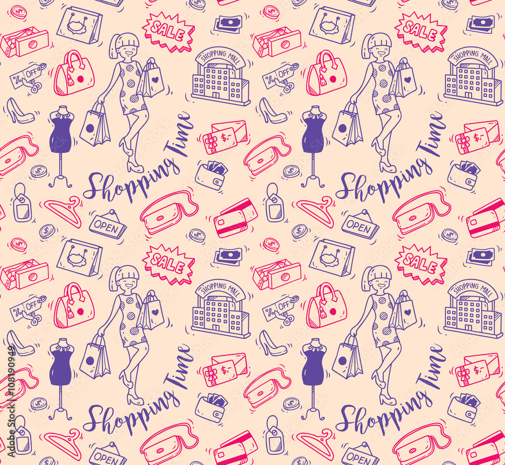 shopping time doodle, shopping background shopping time doodle, shopping background