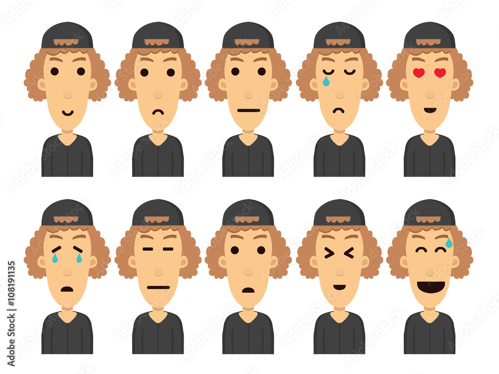 Boy Cartoon Character Vector Set. Isolated. Illustration