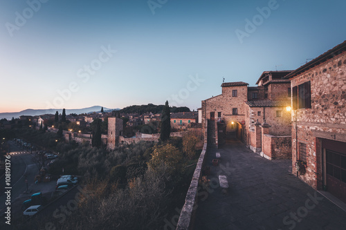 Streets of old european town at dusk