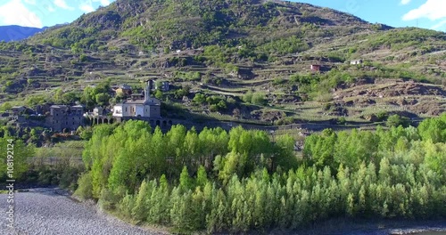 Aerial 4k - Santuario della Beata Vergine del Rosario (sec. X) - Località Sassella - Valtellina (IT)  photo