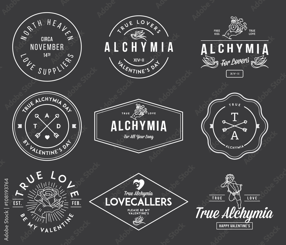 Obraz premium Valentines Alchymia white on black
