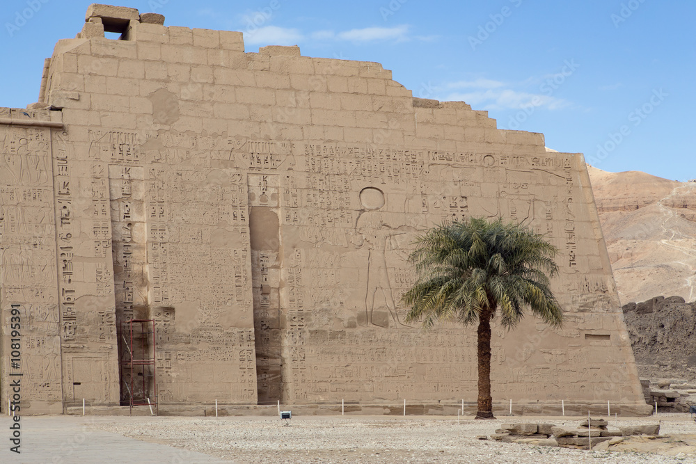 Mortuary Temple of Ramses 3 in Medinet Habu. Ancient Egypt.