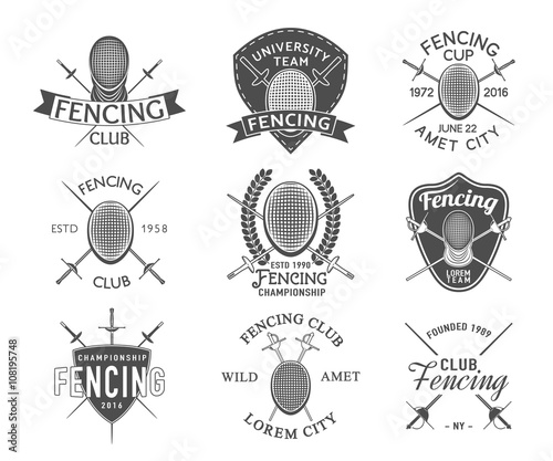 Fencing icons vector set. 