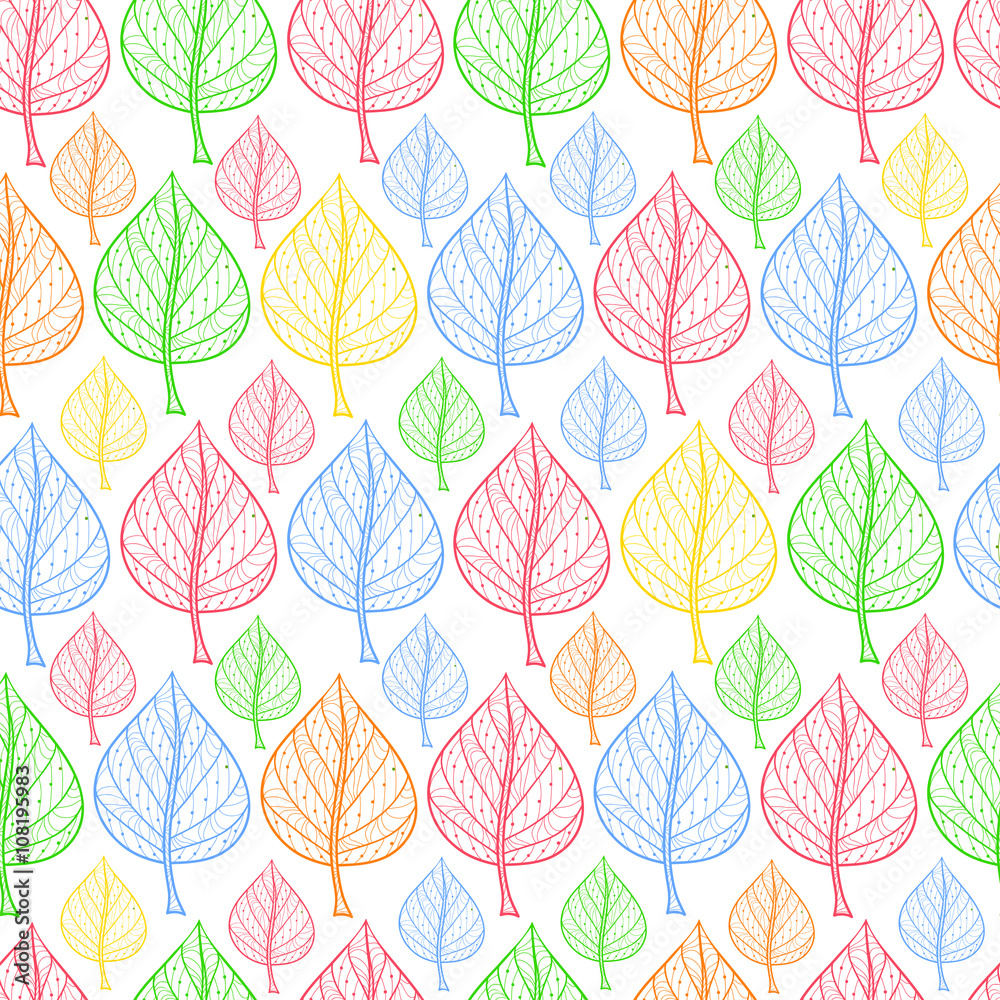 Obraz premium Vertical pattern of small and large leaves seamless background of green leaves vector illustration