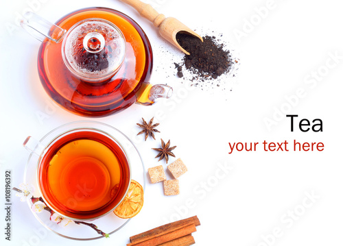 Tea Black isolated white background
 photo