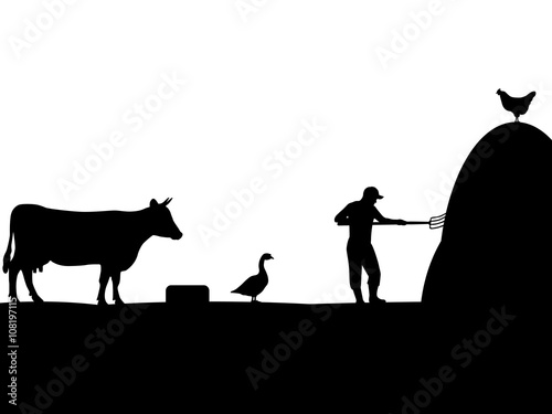 Vector illustration of a pet, farmer, cattleman