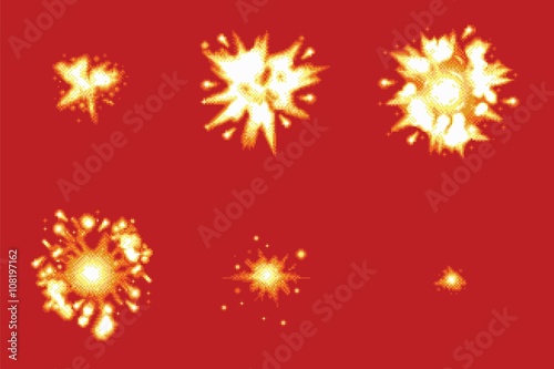 Pixel Art Space Game Explosion Animation Vector Frames
