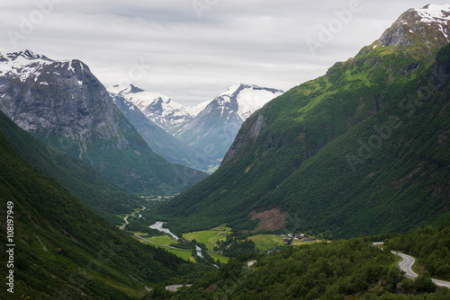 Hjelle valley and mountains in Norway