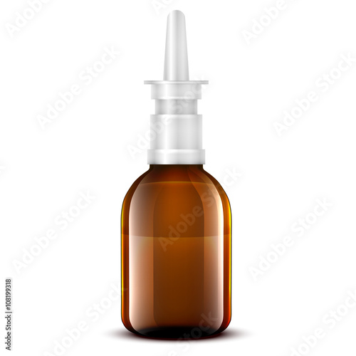 Vector Blank Glass Medical Bottle. Isolated on White Background