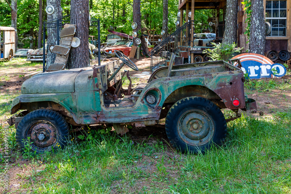 Old Army Jeep in Junkyard