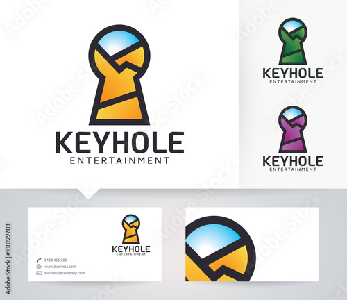 Keyhole Entertainment vector logo with alternative colors and business card template