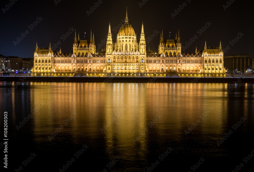 Parliament of Hungary in Budapest at night