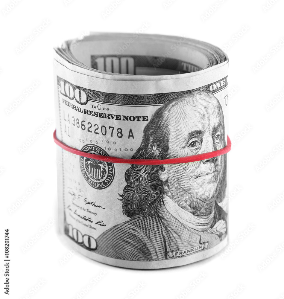 Dollar banknotes isolated on white