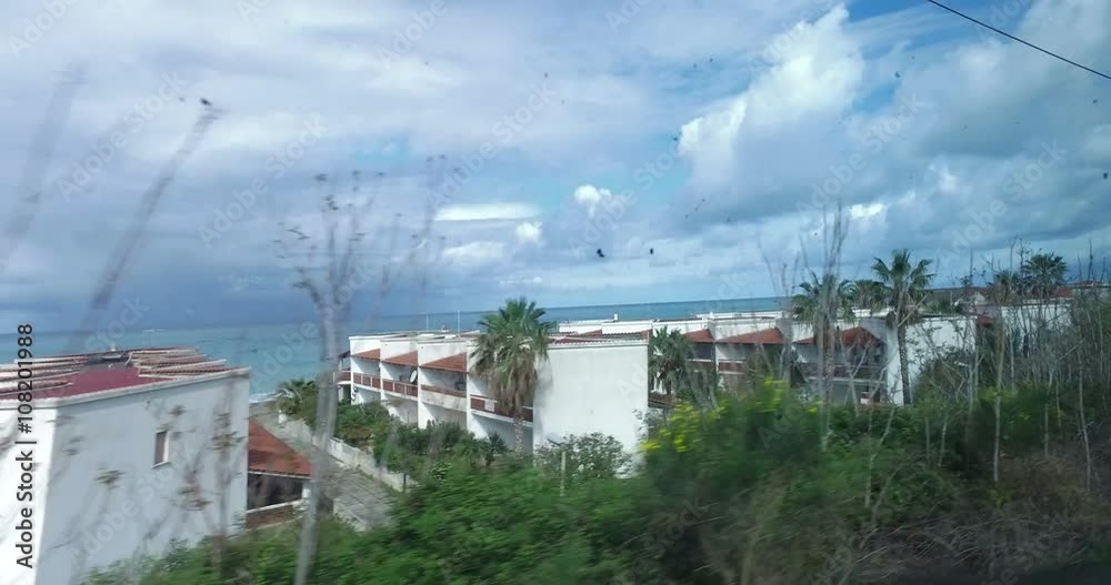 4k Little Summer Houses near the Beach view from a Window of a Train. 4k Little Summer Houses near the Beach view from a Window of a Train.