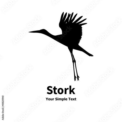 Vector illustration of a flying stork icon