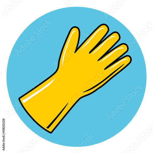 Yellow rubber glove icon.