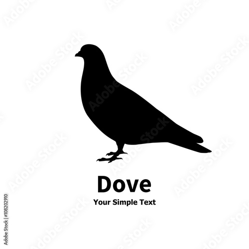 Isolated silhouette of the bird dove