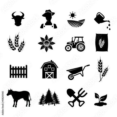 Farm icon set vector