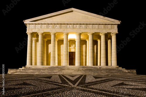 Temple of Canova night view. Roman columns photo