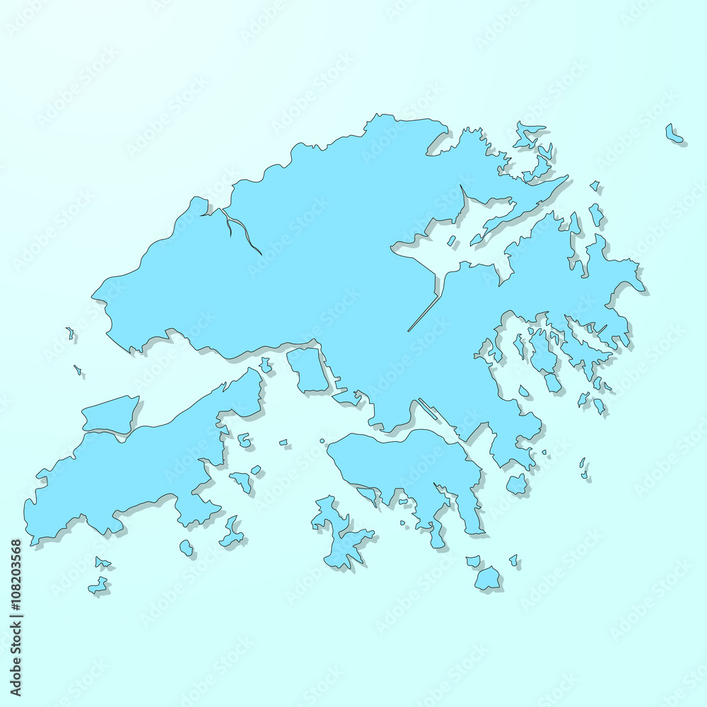 Hong Kong blue map on degraded background vector