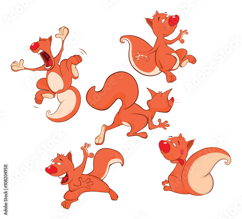Set of Cartoon Illustration. A Cute Squirrel for you Design