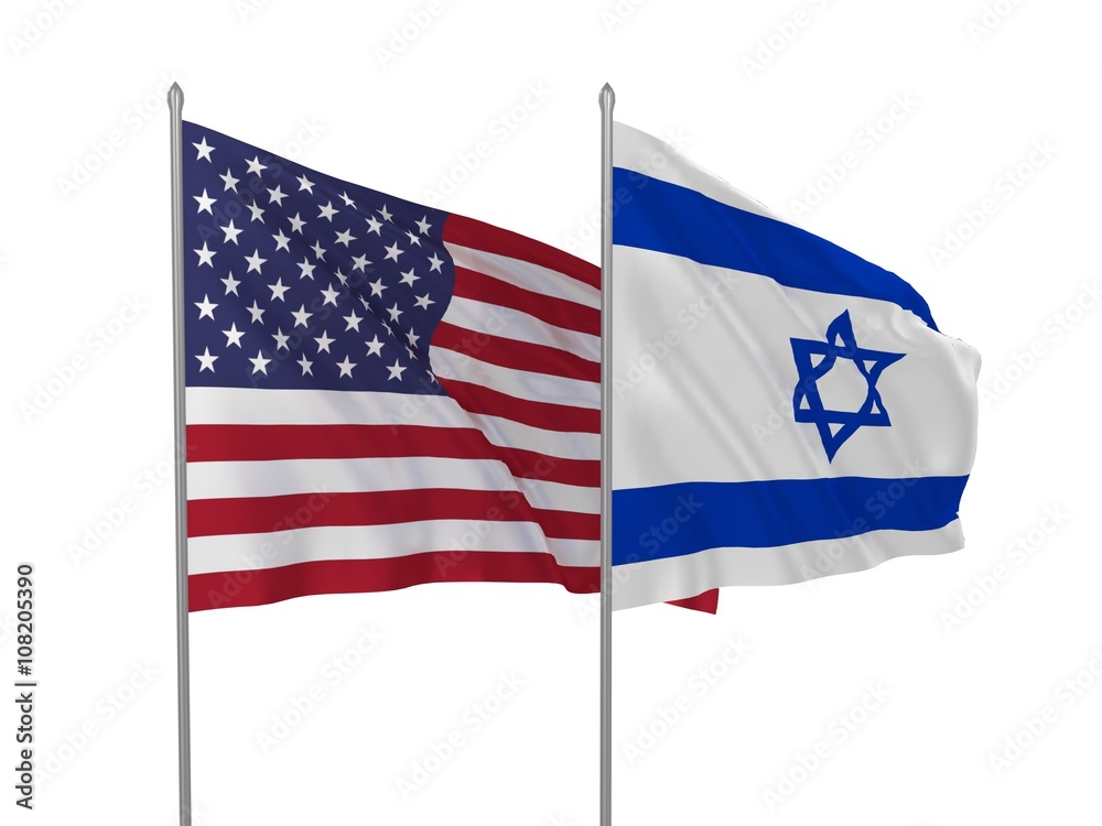 USA and Israel flags waving in the wind / Flags of countries USA and Israel flags waving in the wind / Flags of countries