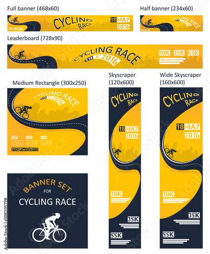 bicycle race event. different size banner set