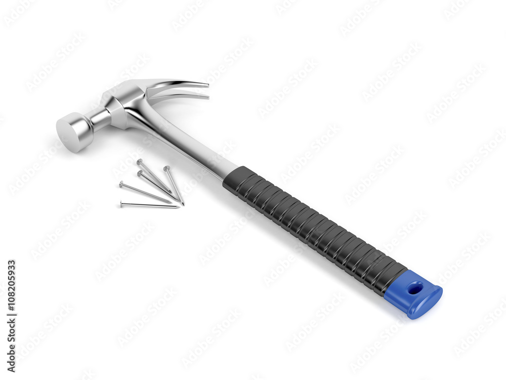 Claw hammer and nails Claw hammer and nails