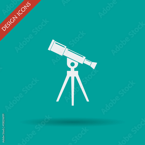 Telescope icon. Flat design style.
