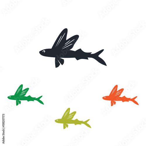 Fototapeta Flying fish icon