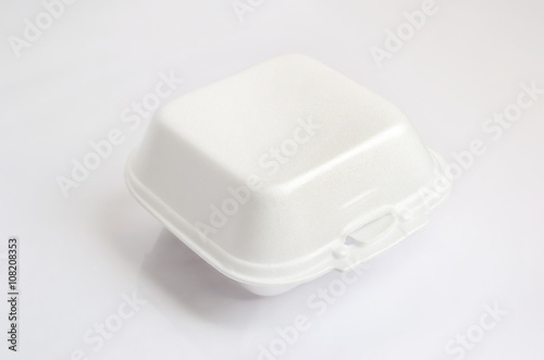 Close up of a foam food container