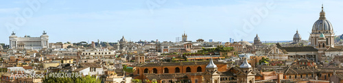 View from the Pincio Landmark in Rome, Italy on a beautiful warm spring morning. photo