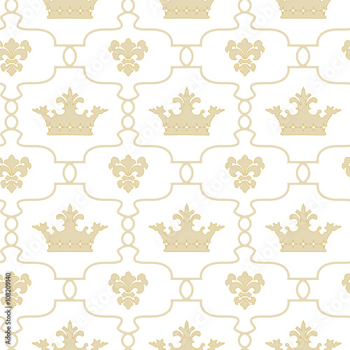 Seamless background with crowns and Fleur de lis