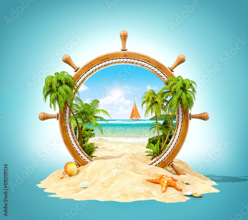 Tropical landscape in a helm