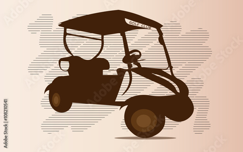 Brown Golf cart buggy and text banner