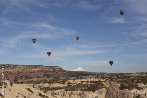 World Heritage, Cappadocia, Goereme, Turkey. Balloons over Goreme, Cappadocia 