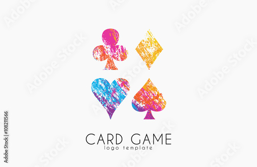 Playing cards symbols. Card game logo. Casino logo