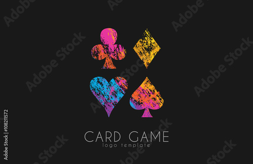Playing cards symbols. Card game logo. Casino logo