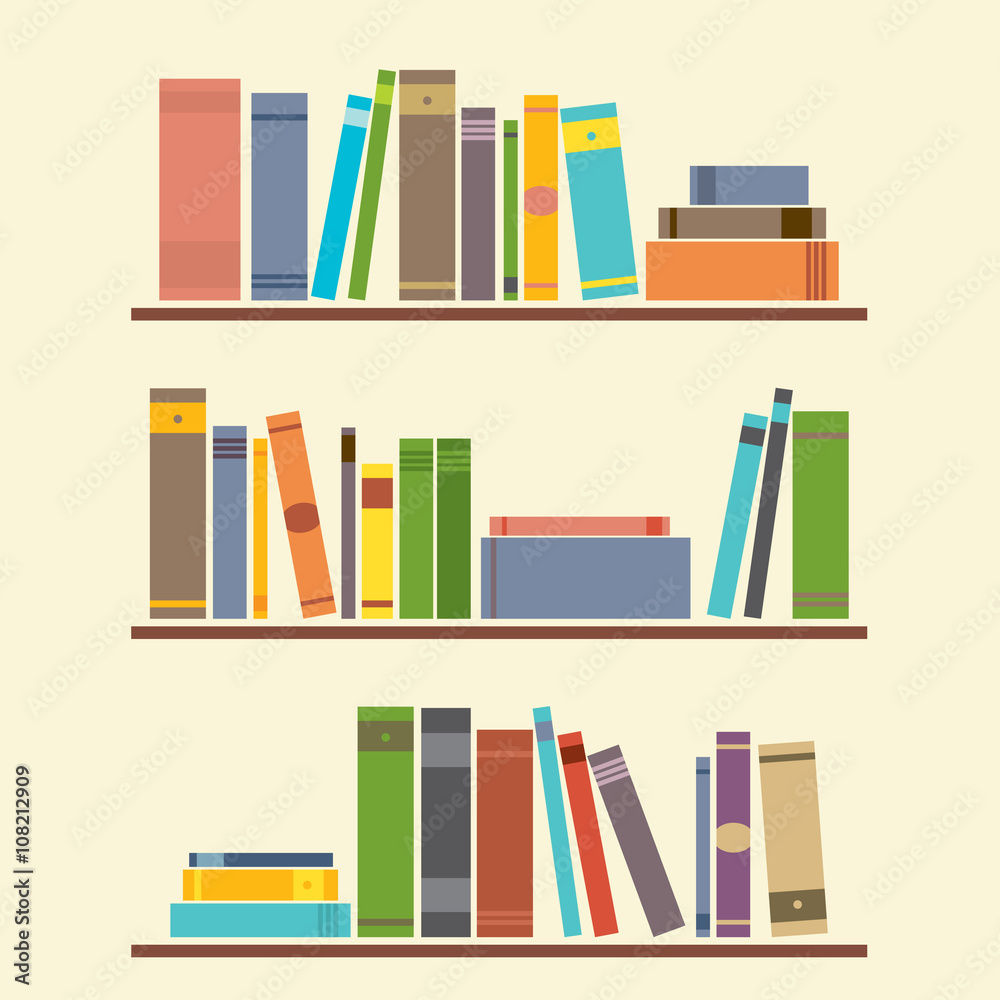 Fototapeta premium Bookshelf Graphic Vector Illustration.