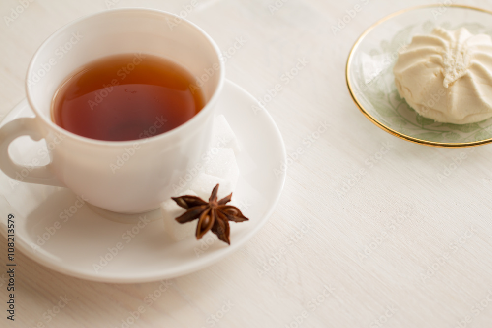 cup of tea with marshmellow cup of tea with marshmellow