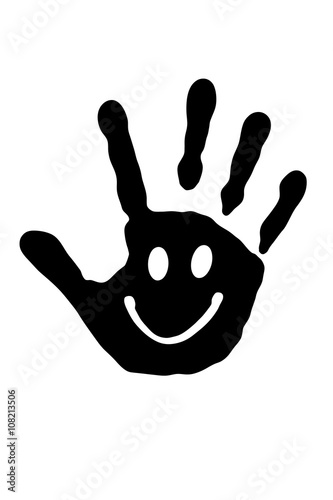 Handabdruck mit Smiley