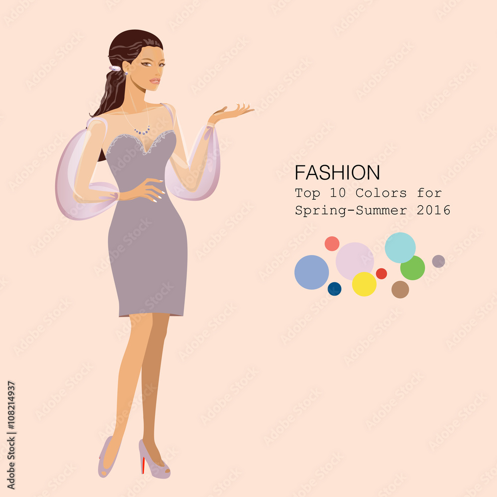 Fashionable woman in stylish clothes in 2016 season's top colors Fashionable woman in stylish clothes in 2016 season's top colors