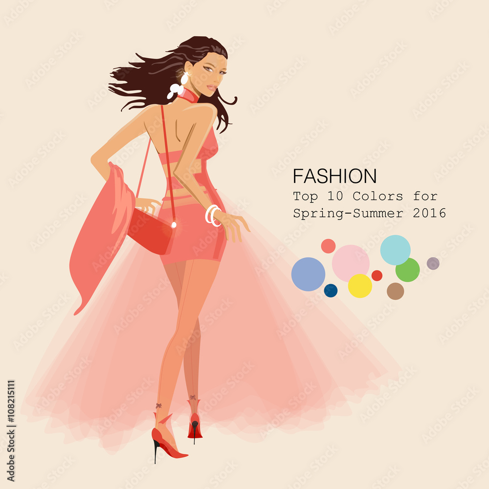 Fashionable woman in stylish clothes in 2016 season's top colors Fashionable woman in stylish clothes in 2016 season's top colors
