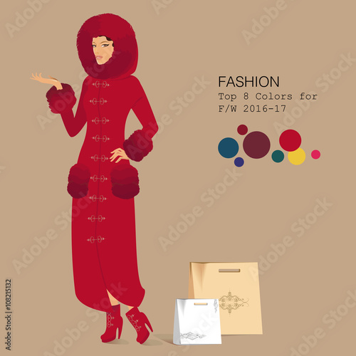 Fashionable woman in stylish clothes in 2016 season's top colors