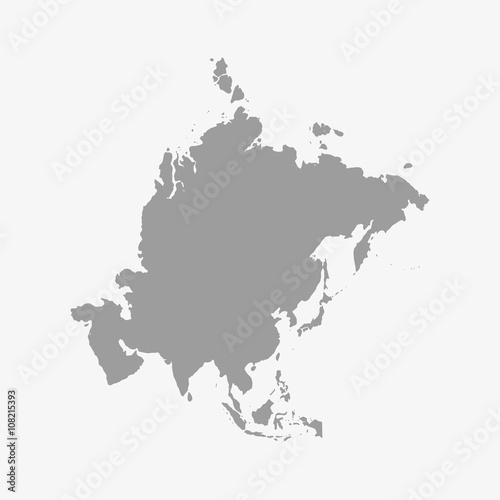 Asia map in gray on a white background