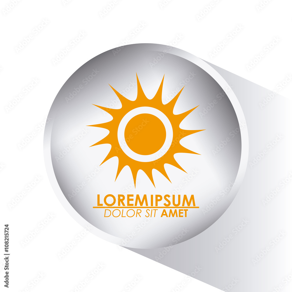 Fototapeta premium Icon of yellow sun, vector illustration